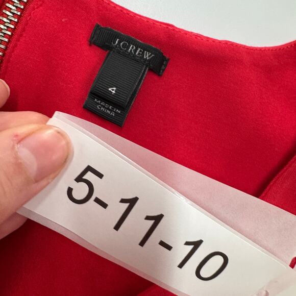 J.Crew Dress Womens 4 Red Pleated Mini A Line Scuba Tomato Girl - Picture 4 of 8